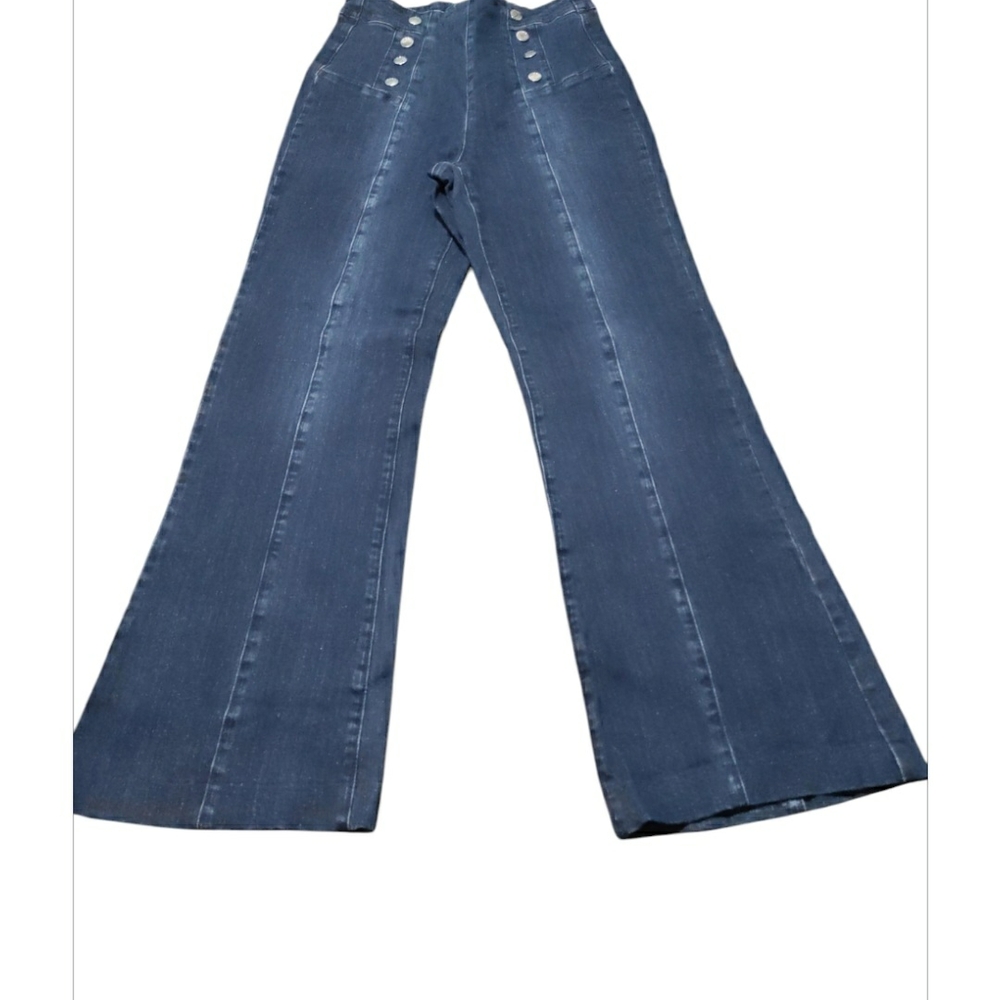 Bebe Blue Flare Wide-Leg Denim